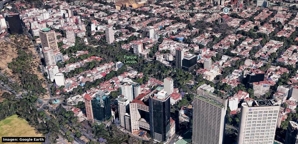Vista aérea de Polanco y el Parque Lincoln