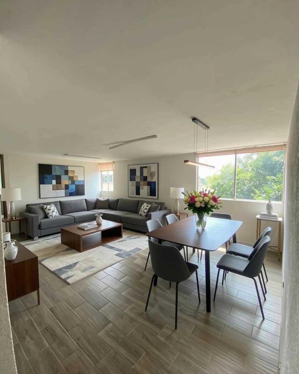 Sala y comedor del departamento en venta en Lomas de Atizapán